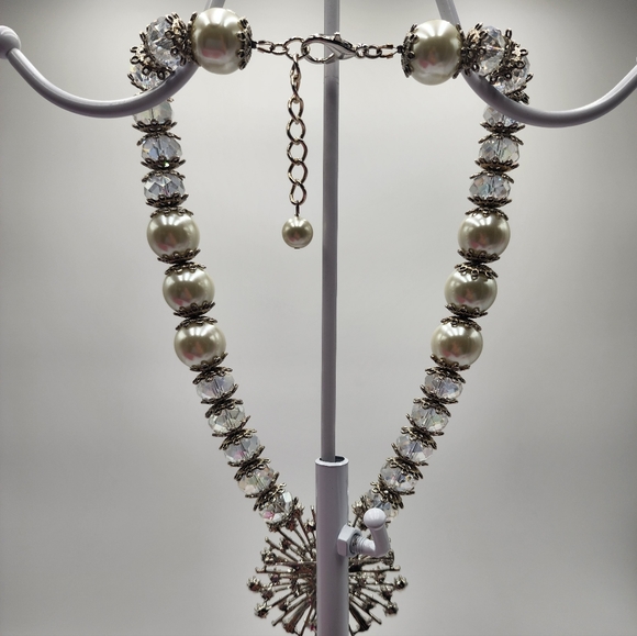 Custom Design Elegant Sparkle Statement Necklace + Earrings, NWOT - Picture 10 of 17